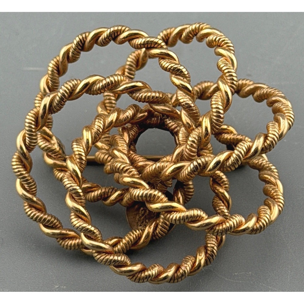 Alice Caviness Brooch Twisted Rope Atomic Gold Filled 1.25"